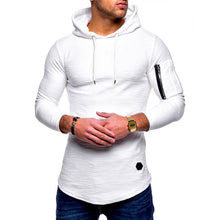 Load image into Gallery viewer, Men&#39;s solid color hooded casual long-sleeve T-shirt
