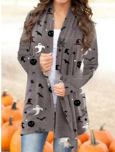 Load image into Gallery viewer, New women&#39;s Halloween element long-sleeved sweater cardigan top
