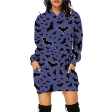 Load image into Gallery viewer, Halloween print mid-length pocket hooded long-sleeved sweatshirt
