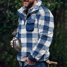 Load image into Gallery viewer, Men&#39;s plaid print plush long-sleeved sweatshirt
