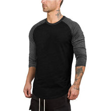 Load image into Gallery viewer, Men&#39;s Slim Three-quarter Sleeves Raglan T-Shirt Round Neck Contrasting Color Sports
