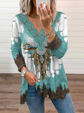 Load image into Gallery viewer, Women&#39;s Knitted Casual Western Print Lace Top
