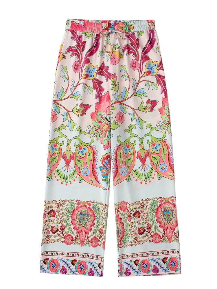 Floral Kimono Bohemian Beach Pants For Women