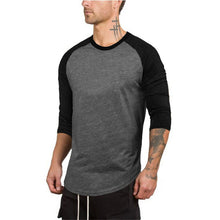 Load image into Gallery viewer, Men&#39;s Slim Three-quarter Sleeves Raglan T-Shirt Round Neck Contrasting Color Sports
