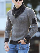 Load image into Gallery viewer, Men&#39;s Contrasting Color Stitching Scarf Business Casual Sweater
