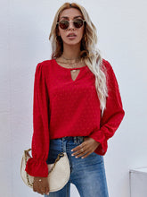 Load image into Gallery viewer, Women&#39;s Solid color round neck long sleeve jacquard polka dot shirt

