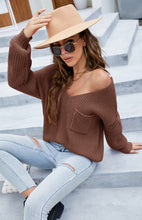 Load image into Gallery viewer, Women&#39;s Fashion V-Neck Pocket Sweater
