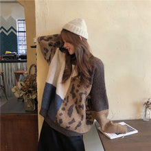 Load image into Gallery viewer, Vintage Leopard Patchwork Sweater
