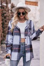 Load image into Gallery viewer, Plaid Dropped Shoulder Hooded Jacket
