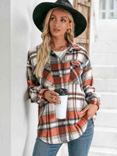 Load image into Gallery viewer, Meet You Outside Plaid Button Down Curved Hem Shacket
