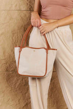 Load image into Gallery viewer, Fame Beach Chic Faux Leather Trim Tote Bag in Ochre
