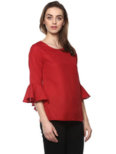 Load image into Gallery viewer, Red Georgette Round Neck Tees
