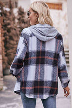 Load image into Gallery viewer, Plaid Dropped Shoulder Hooded Jacket
