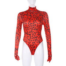 Load image into Gallery viewer, Leopard Turtleneck Bodysuit with Gloves
