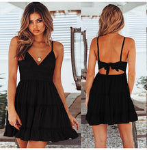 Load image into Gallery viewer, V Neck Lace Sleeveless  Spaghetti Strap Dress
