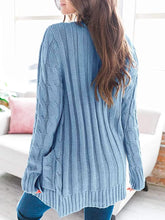 Load image into Gallery viewer, Cable-Knit Buttoned Cardigan with Pockets
