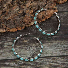 Load image into Gallery viewer, Artificial Turquoise C-Hoop Earrings

