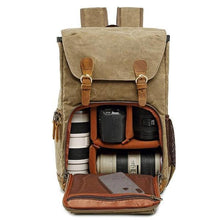 Load image into Gallery viewer, Deluxe Vintage Photographers Backpack

