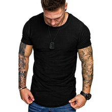 Load image into Gallery viewer, Short-sleeved T-shirt bamboo cotton solid color round neck T-shirt men&#39;s bottoming shirt
