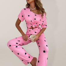 Load image into Gallery viewer, Women&#39;s heart print short-sleeved casual pajama sets
