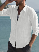 Load image into Gallery viewer, White Linen Button Down With Collar Long Sleeves
