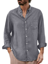 Load image into Gallery viewer, Linen Collared Button Shirt With Front Chest Pocket
