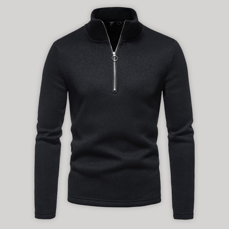 Men's Solid Color Turtleneck Zipper Long Sleeve Sweatshirt