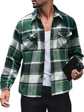 Load image into Gallery viewer, Men&#39;s Plaid Shirt Long Sleeve Button Down Casual Jacket
