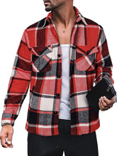 Load image into Gallery viewer, Men&#39;s Plaid Shirt Long Sleeve Button Down Casual Jacket
