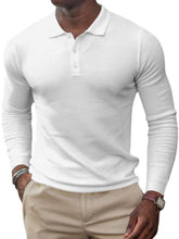 Load image into Gallery viewer, Men&#39;s solid-color button-down long-sleeve polo shirt
