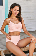 Load image into Gallery viewer, Sexy Stretch Gathered Without Underwire Adjustment Shoulder Strap Top &amp; High Waist Bikini Set
