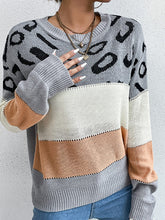 Load image into Gallery viewer, Women’s Leopard Colorblock Knit Sweater
