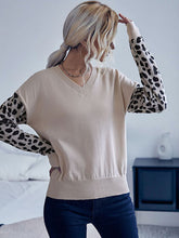 Load image into Gallery viewer, Women’s Long Sleeve Sweater Top With Animal Print Insets
