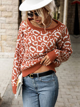 Load image into Gallery viewer, Women’s Jaguar Print Knit Sweater With Wide Neckline
