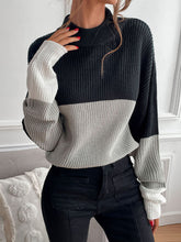 Load image into Gallery viewer, Women’s Fashionable Color Block Ombre Knit Sweater With High Neckline
