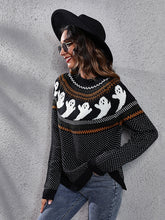 Load image into Gallery viewer, Women&#39;s Halloween Ghost retro wave point long sleeve knitted sweater
