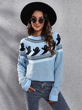 Load image into Gallery viewer, Women&#39;s Halloween Ghost retro wave point long sleeve knitted sweater
