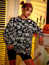 Load image into Gallery viewer, Women&#39;s Halloween Skull Print Blouse
