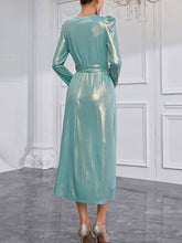 Load image into Gallery viewer, Women’s Long Sleeve V Neck Maxi Dress With Faux Center Front Buttons
