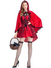 Load image into Gallery viewer, Halloween Jacquard Cape Little Red Riding Hood Costume Large
