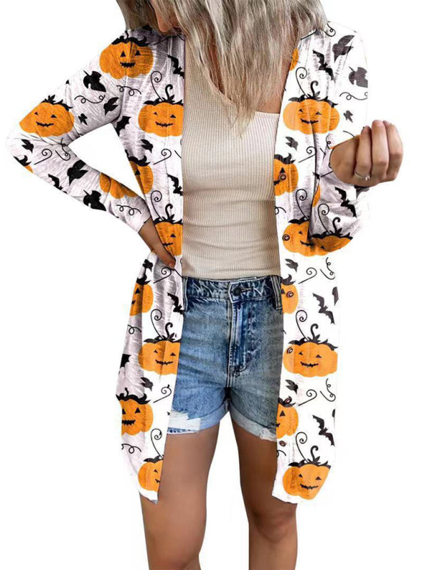 Women's Halloween-themed printed jacket cardigan