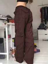 Load image into Gallery viewer, Multi-pocket work trousers low waist loose fitting casual denim trousers
