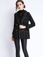 Load image into Gallery viewer, Women&#39;s small fragrant wind long sleeve tweed tartan jacket
