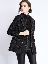 Load image into Gallery viewer, Women&#39;s small fragrant wind long sleeve tweed tartan jacket
