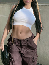 Load image into Gallery viewer, Women&#39;s Straight High Waist Loose Wide Leg Retro Daddy Cargo Pants
