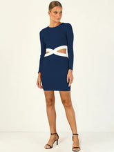 Load image into Gallery viewer, Women’s Ribbed Long Sleeve Cutouts Mini Dress
