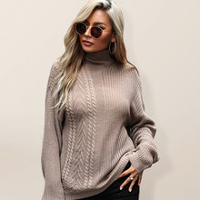 Load image into Gallery viewer, Women’s Chic Turtleneck Cable Knit Long Sleeve Sweater
