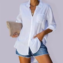 Load image into Gallery viewer, Women’s Lightweight Collared Button Down Blouse With Long Sleeves
