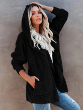 Load image into Gallery viewer, Women’s Open Front Sherpa Hoodie With Side Pockets
