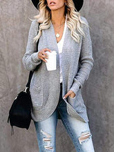 Load image into Gallery viewer, Women’s Solid Color Shawl Collar Patch Pockets Open Front Long Sleeves Knit Cardigan
